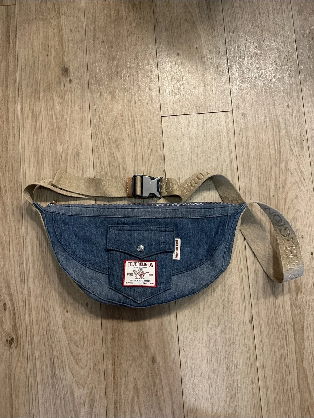 NWOT Y2K TRUE RELIGION Washed Denim Hobo Shoulder Bag